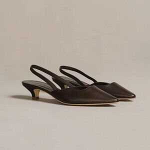 Jenni Kayne Leather Kitten Heel Chocolate Brown Size 36 6 With Box